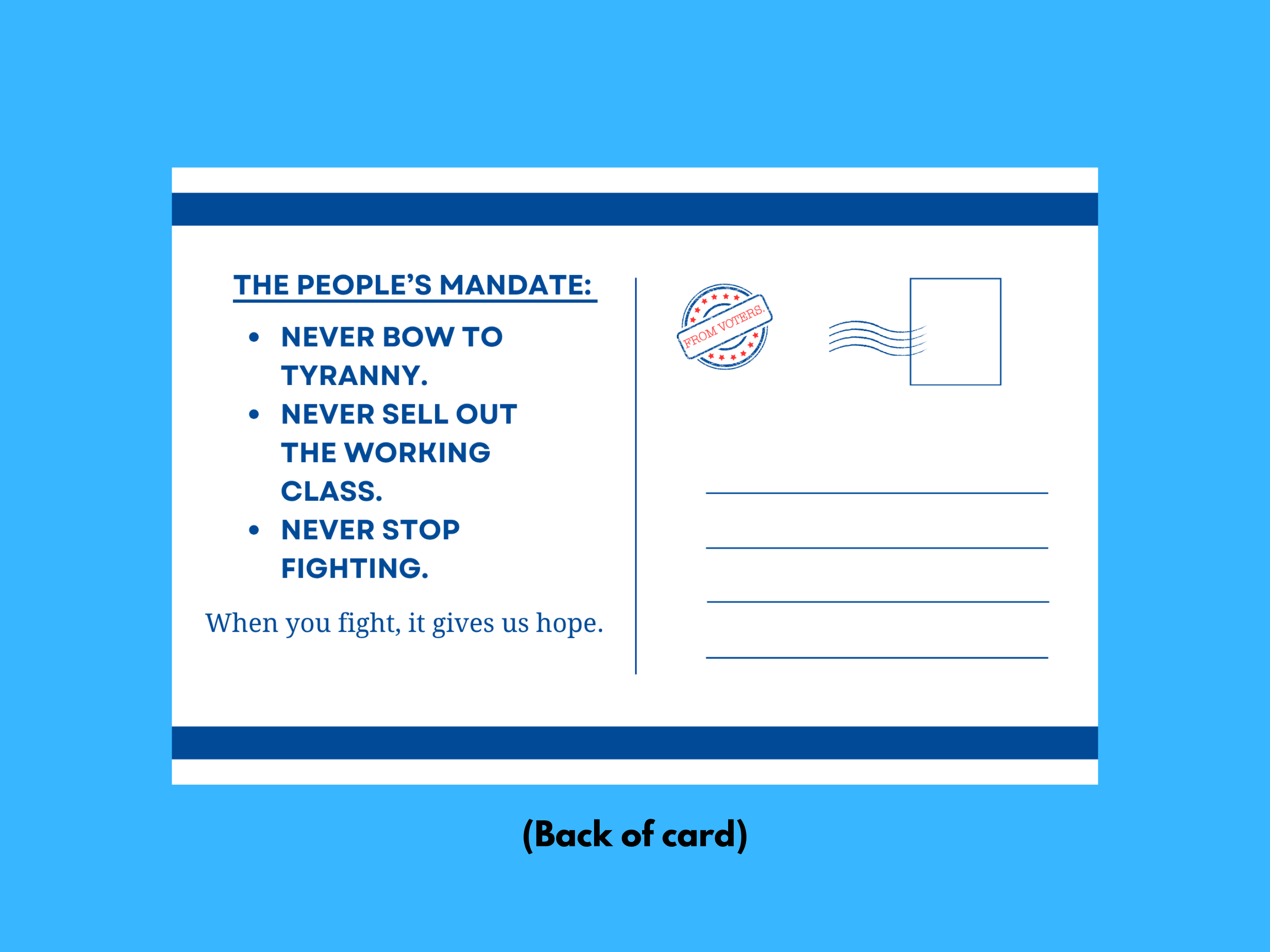 Holding the Line -- Thank You Message to Congress Members